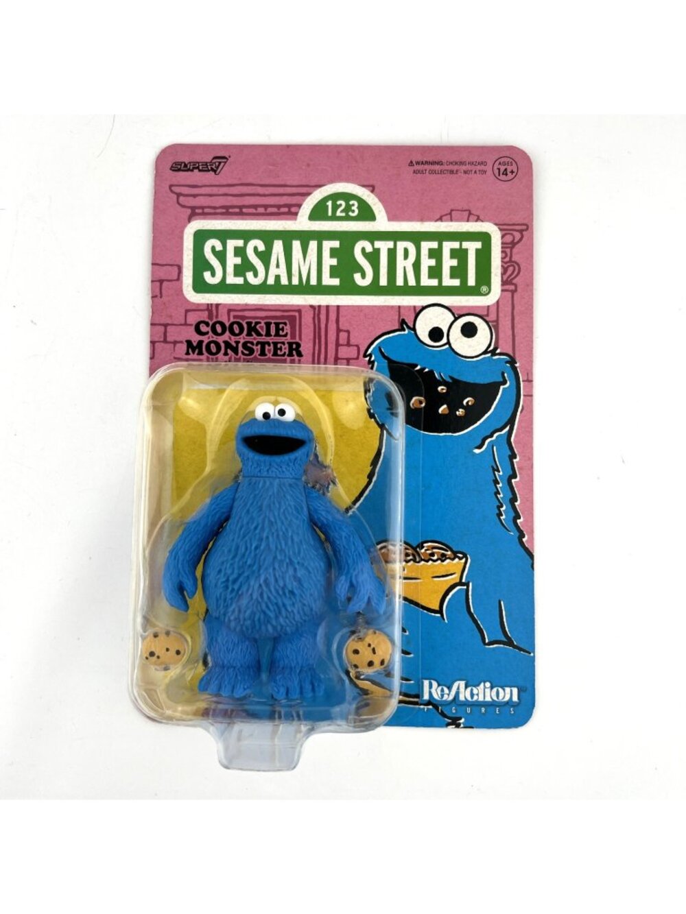 Cookie Monster Sesame Street Action Figure 3.75 in Super 7 w/Cookies Unpunched